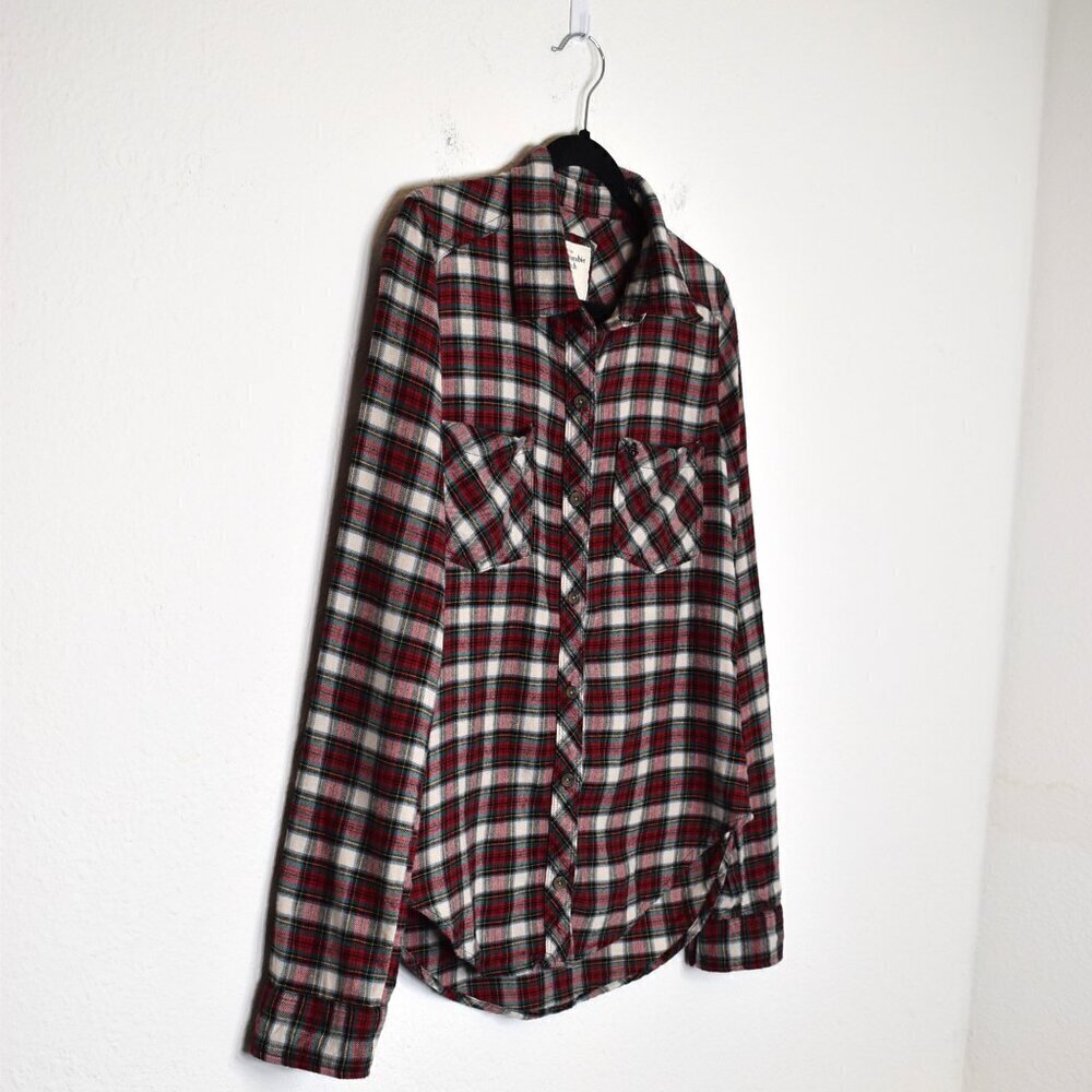 Abercrombie & Fitch Plaid Shirt Butyon Down Sz M Flannel Western Cowgirl Preppy - Picture 4 of 15